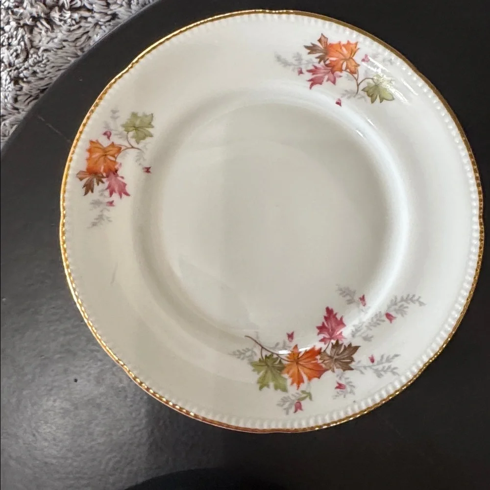Winterling Germany Autumn Leaves Set of 4 Dessert Salad Plates Gold Trim Rim